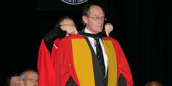 Professor Jerrold Turner Steele receiving a Doctor of Laws (Honoris Causa) in 2009.